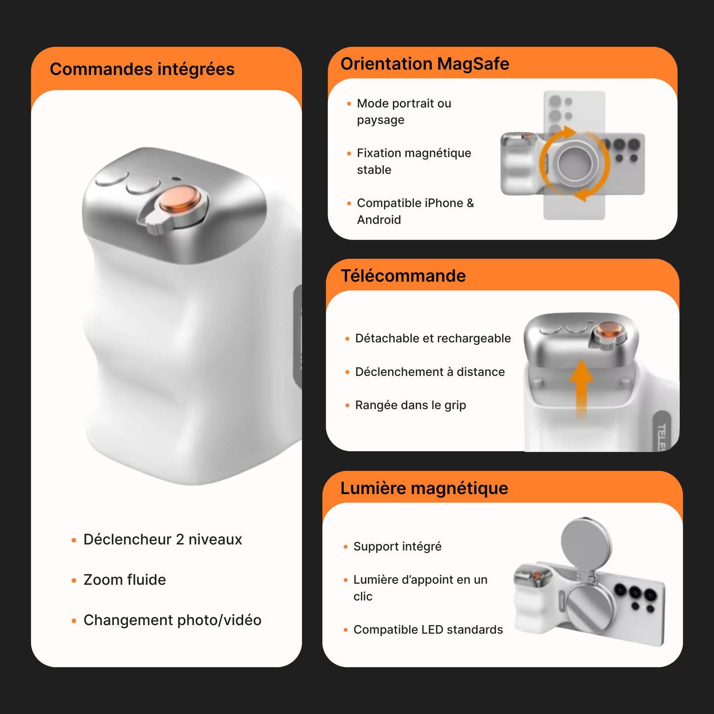 GripFlow™ – Poignée magnétique smartphone